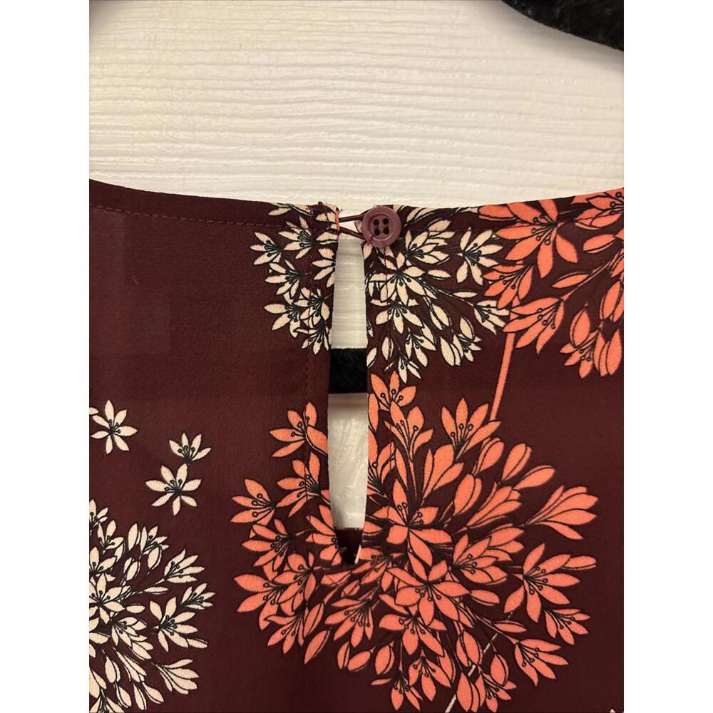 A.N.A. Burgundy Sheer Ruffled Top Blouse Long Bell Sleeves Sz XL. Work. Office - Picture 8 of 9